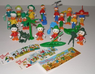 Komplettsatz Steckfiguren EU ''Donald auf Safari'' 1989 + alle 3 unters. Zettel
