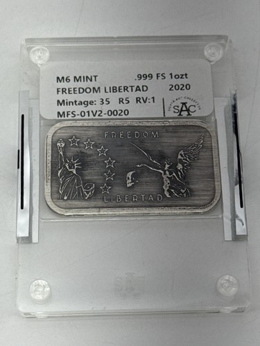 M6 Mint Freedom Libertad Liberty Silver Art Bar oz 999 Fine Limited Edition