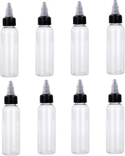 8Pcs 2 Oz Squeeze Bottles Dispensing Plastic Squeeze with Twist Cap Small Clear