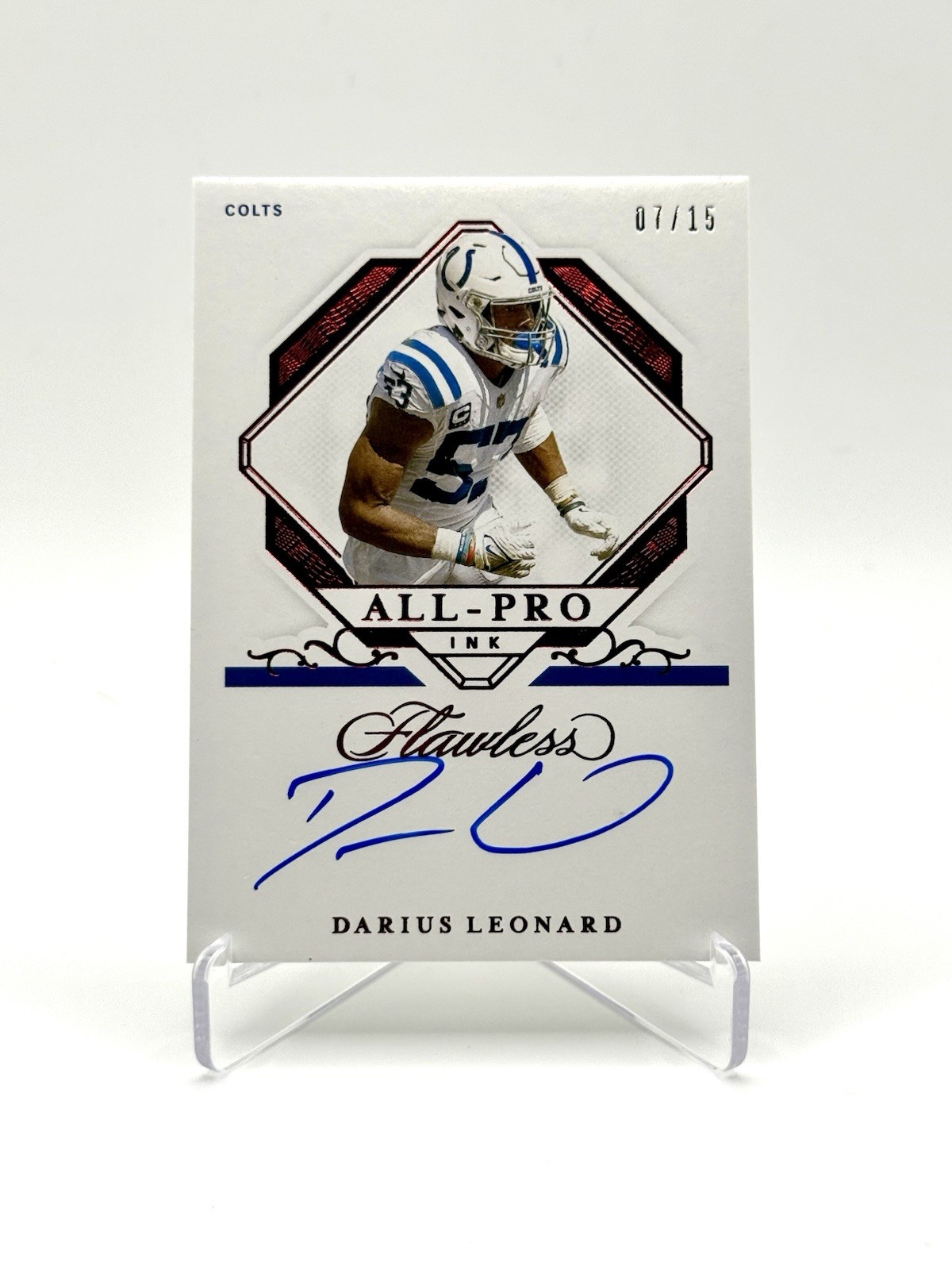 2021 Panini Flawless Darius Leonard All-Pro Ink Ruby Auto /15 Colts 07/15