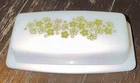 VTG PYREX Butter Dish Spring Blossom Wht Green Crazy Daisy Milk Glass 72B 1970s