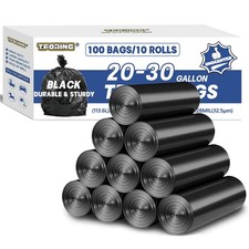 T.FORING 20-30 Gallon Trash Bags Black - 10 Count Pack of 10 , gal-100