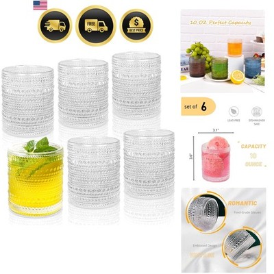 Cocktail Glasses 10 oz Hobnail Drinking Glasses Set of 6, Vintage Glassware, ...