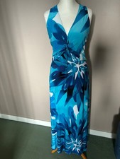 LADIES PLANET  blue white Maxi Dres size 18 wedding cruise holidays