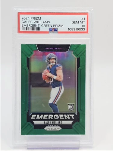 CALEB WILLIAMS 2024 PANINI PRIZM EMERGENT ROOKIE GREEN RC PSA 10 Q3795