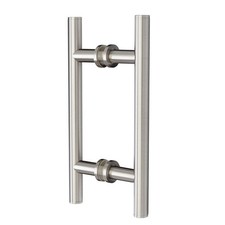 Counterpoint 8" Center-to-Center Back-to-Back Pull with Rosettes -Brushed Nickel