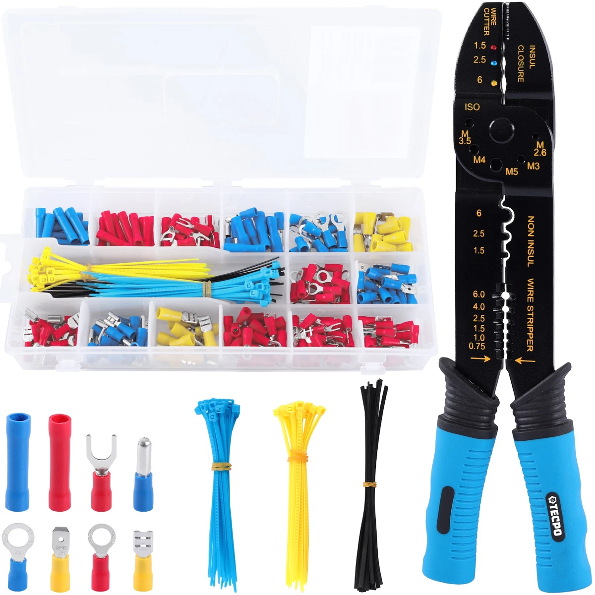 Kabelschuhklemmzange und Abisolierzange Set 45 teilig Kabelschuhe Zangen Kabelschuhklemmzange und Abisolierzange Set 45 teilig Kabelschuhe Zangen