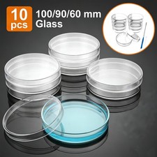 60/90/100mm Glass Lab Petri Dishes with Lids Autoclavable Petri Plates Reusable
