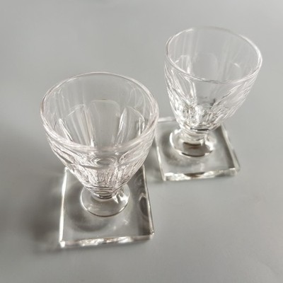 Belgische Val Saint Lambert Vintage Schliff Schnaps Likör Gläser Eckfuß Belgium