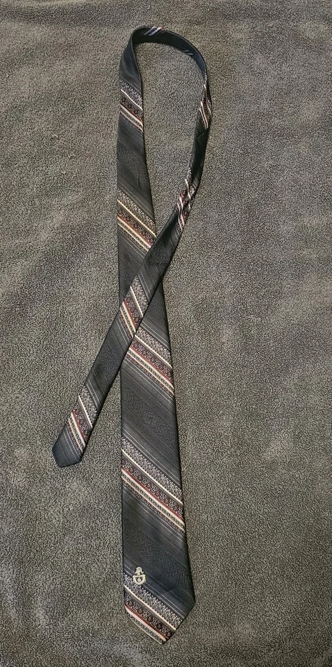 Corbata para hombre Via Re Jacquard a rayas gris oscuro/gris, rojo, blanco Foto 2 de 4
