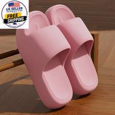 Unisex Non Slip Bathroom Home Slippers Soft Sole EVA Pillow Slides Summer Flat B