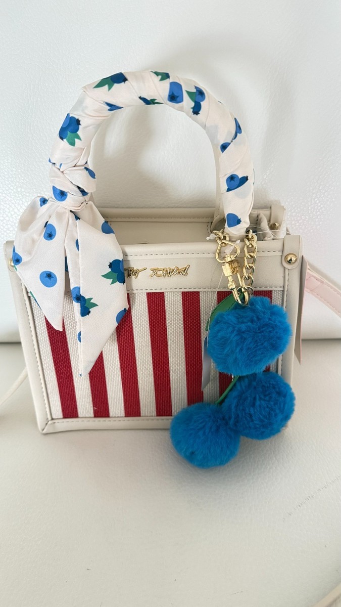 BETSEY JOHNSON XOLUCY SATCHEL CROSSBODY BAG W BLUEBERRY CHARM