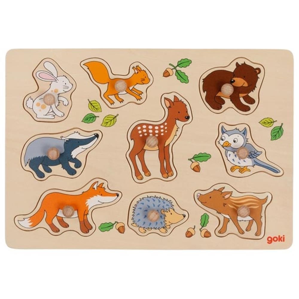 Goki Steckpuzzle Waldtiere 9 частей Holz 30 x 21 см для Kinder ab 1 Jahr 3290₽