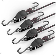 1/4" Rope Tie Downs Ratchet: 4 Pack of Kayak Storage Straps Heavy 1/4" 4-Pack