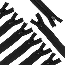 30Pcs 10" Nylon Coil Zippers, #3 Closed End Jacket Zippers, Black