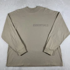 Essentials Fear Of God Long Sleeve Tee Men's Large Beige Baggy Streetwear Casual