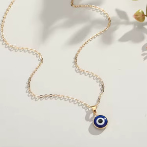 Authentic Celestial Guardian: Gold‑Plated Blue Evil Eye Pendant