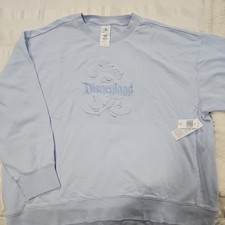Disney Parks Disneyland Blue Sweatshirt Mickey Mouse Embroidered Sz L