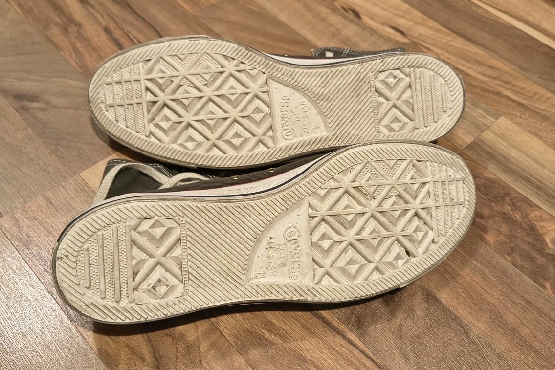 Converse Chuck Taylor All Star High Top Gray White Canvas Sneakers Size 11 thumbnail 4