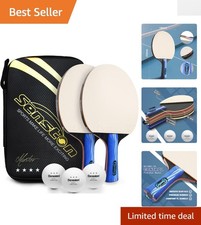 Ping Pong Paddles with Carry Case, Pro Table Tennis Paddle Set of 2 with 3 Pi...