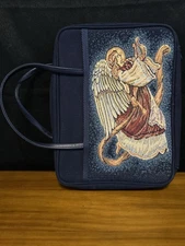 Bible / Book Cover Case with Angel Tapestry Carrier Bag Handles Zipper