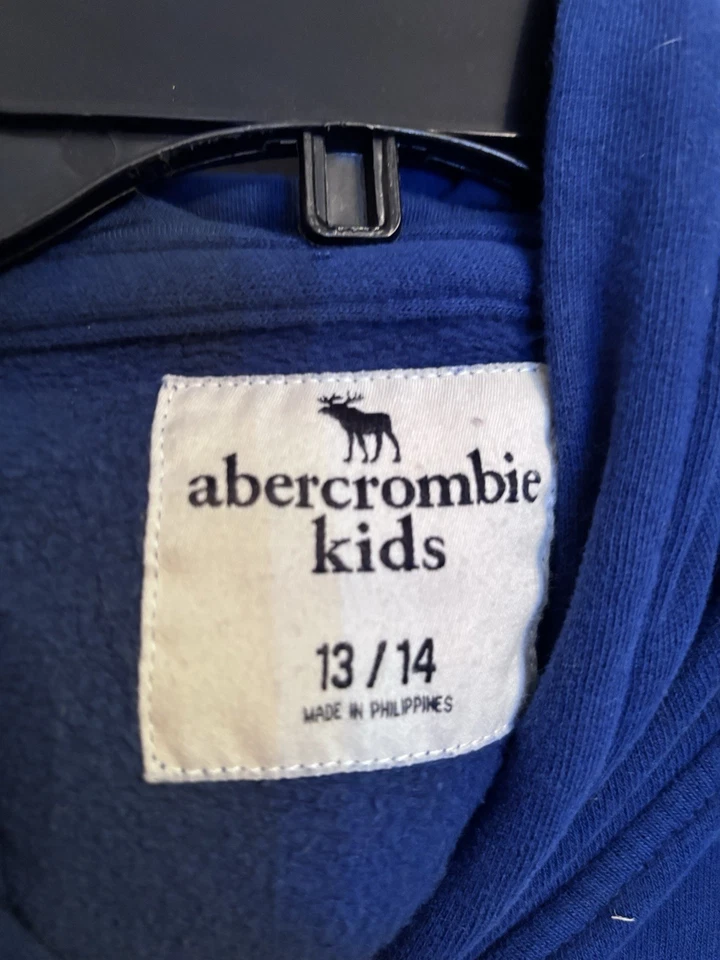 Lote de 2 sudaderas con capucha para niños Abercrombie talla 13/14 - azul real y negro Foto 3 de 4