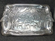 Vintage Elk Herd Aluminum Tray/Platter by Arthur Court Designs 1982 Deer Doe