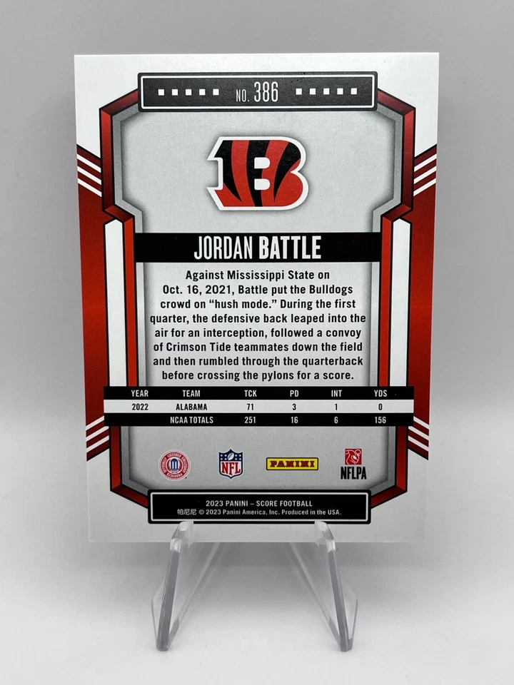 Jordan Battle - 2023 Score Rookie #386 Red Zone /20 Bengals/Alabama RC SSP - Image 3 of 3