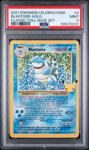 2021 POKEMON CELEBRATIONS CLASSIC COLL #2 BLASTOISE-HOLO PSA 9
