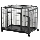 Dog Kennel Metal Dark Grey 94x58x69.5cm Foldable Medium Includes Tray & WheelsPP