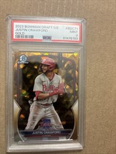 JUSTIN CRAWFORD 2023 Bowman Draft Gold Sapphire #BDC-71 #’d 9/50 PSA 9 Phillies