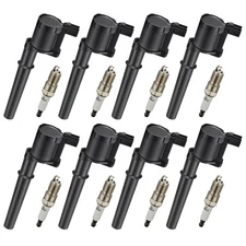 Set of 8 Ignition Coil Pack UF191 and Iridium Spark Plug SP493 Compatible with L