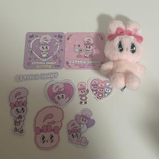 Esther Bunny Heart Plush Keychain Sticker Set Coaster Unused