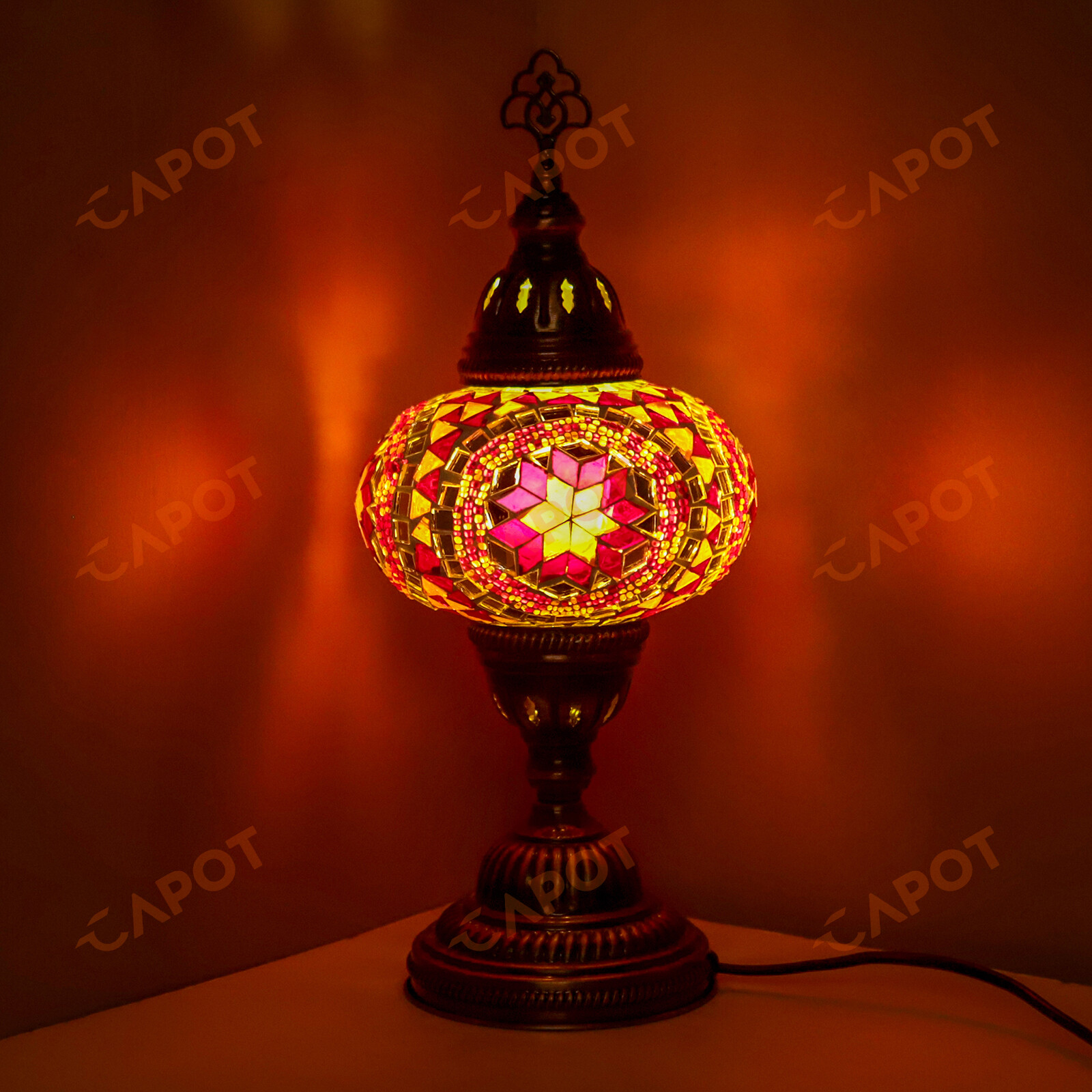 Lampe de bureau en mosaïque turque marocaine colorée Tiffany Table lit lampe