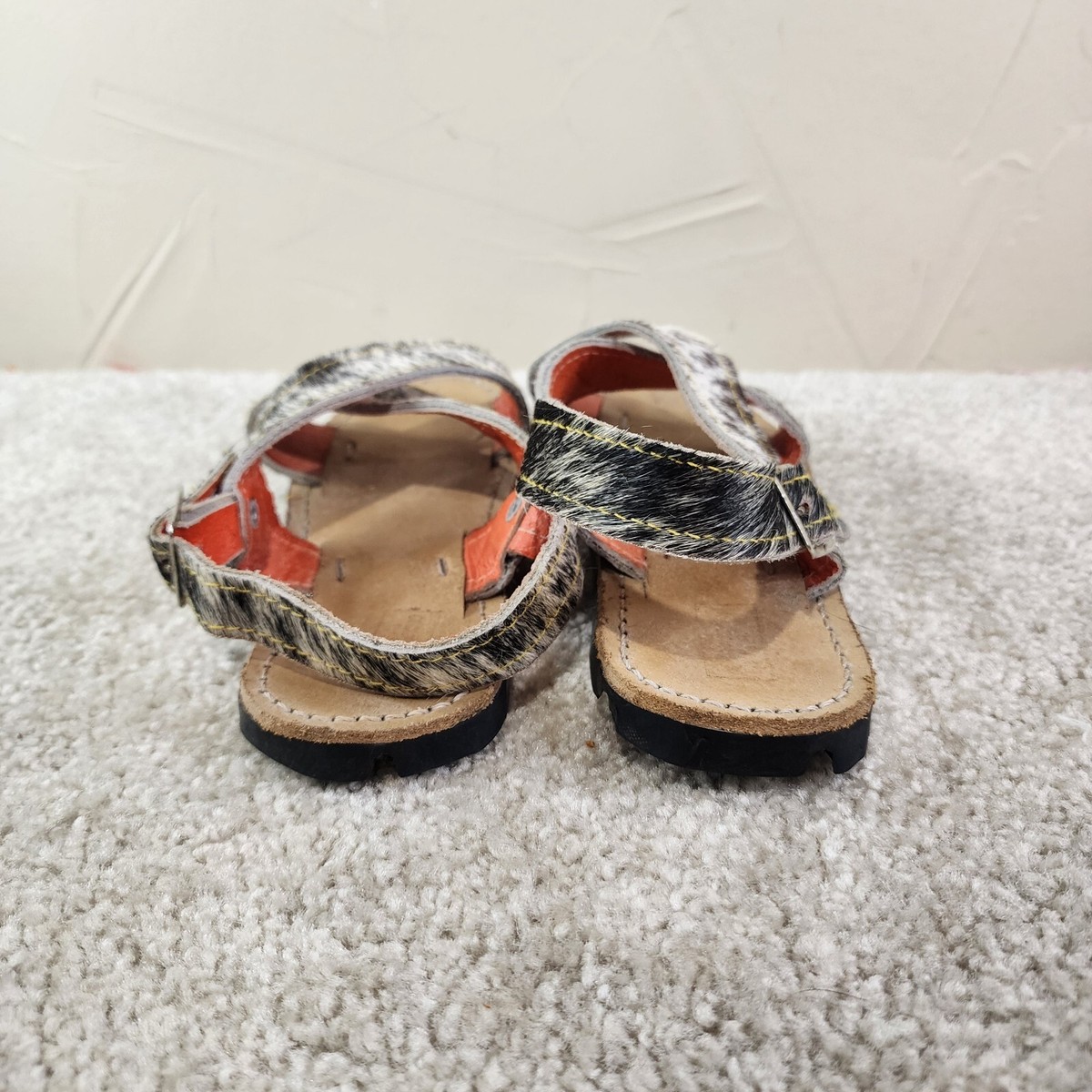 Eoens Huaraches Cruzado Mexican Leather Sandals Original Cow Fur