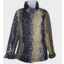 Lindi Silk Blend Embroidered Unique Funky Tapestry Blazer Size Small Art To Wear