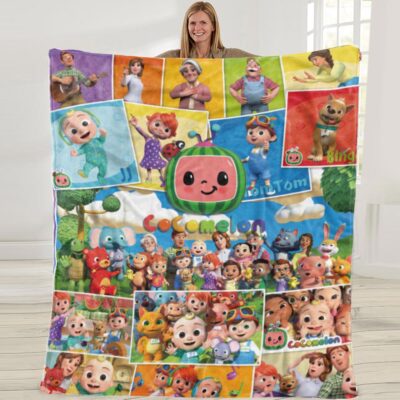 Cocomelon Tagesdecke Kuscheldecke Kinderbettwäsche für Couch Sofa 120x150cm