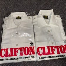2 Clifton White Uniform Super Shirts 36 S/S Police Fireman Zipper