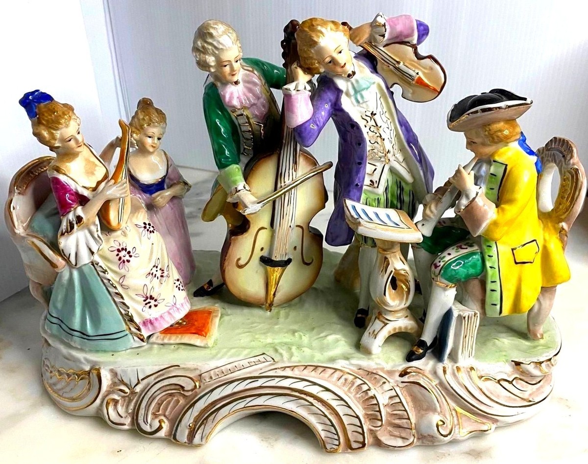 アート・デザイン・音楽 DRESNER MOBEL des 18.Jahrhunderts Rare Dresden Porcelain Group of Musicians Hand-Painted Figurine