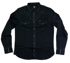 Lee 101 Rodeo Double Pocket Shirt Western Cowboy Men's Sizes Black 100% Cotton