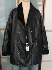 AE High Fashion Giacca Lunga In Pelle Sintetica Con Pelliccia Taglia L NUOVA