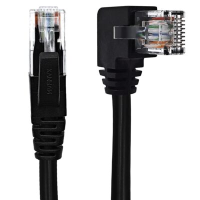 Cat6 Ethernet Cable 3.3ft Right Angle Patch Cord for Router & Modem Black