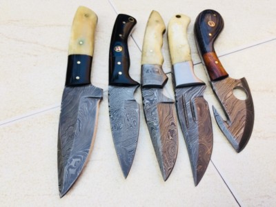 CUSTOM HAND MADE DAMASCUS STEEL FIXED BLADE SKINER KNIFE  65(lot of 5)