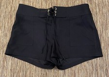 La Blanca Mens Swim Trunks Black Small Unlined Lace Up Beachwear
