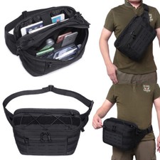Men Tactical Military Sling Chest Waist Bag Straps Hiking Belt Pack Pouch Black