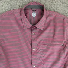 Club Ride Shirt Mens M Fuchsia Gray Striped Cycling Snap Up Pocket Bike Jersey