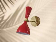 1950's Mid Century Handmade Brass Italian Diabolo Wall Sconce Light Fixture