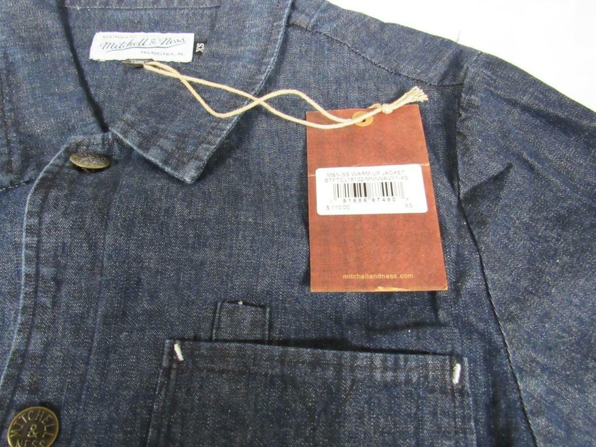 New Mitchell & Ness Mens Size XS-S-M-L-XL-2XL Blue Denim Shirt