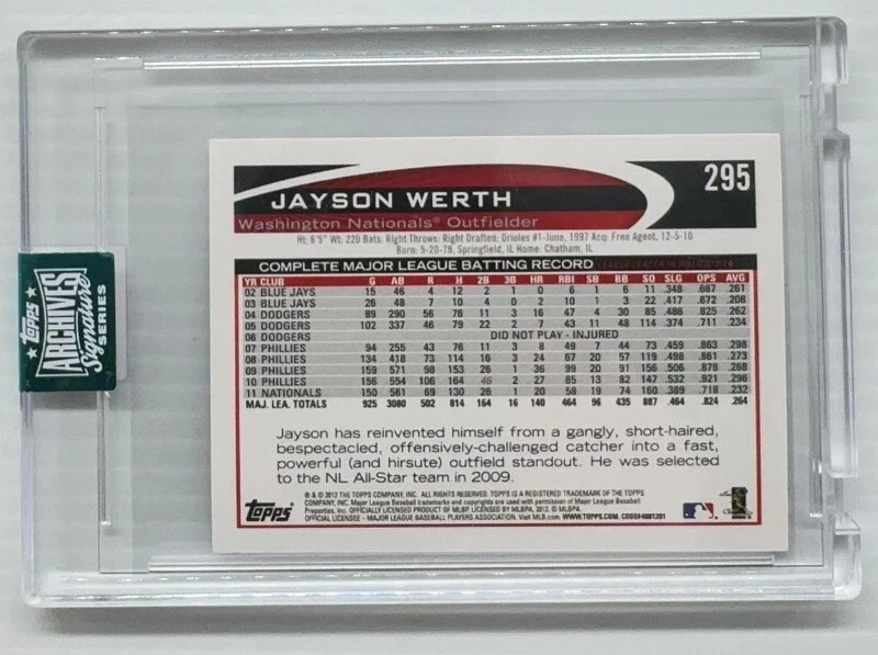 2024 Topps Archives Jayson Werth Buyback Auto Autograph #1/1 Nationals - Image 2 of 2