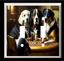 POKER PLAYING DOGS # 2 COUNTRY LIGHT SWITCH COVER PLATE U PICK PLATE SIZE